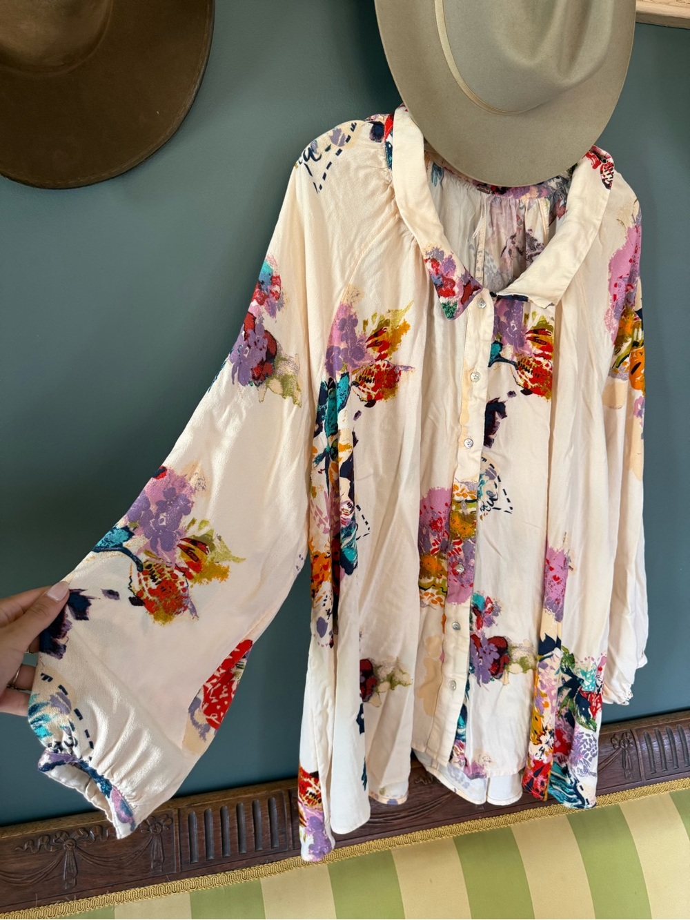 NWT Free People Tunic Top Shirt Size Large Oversize Meadow Lark Sz large